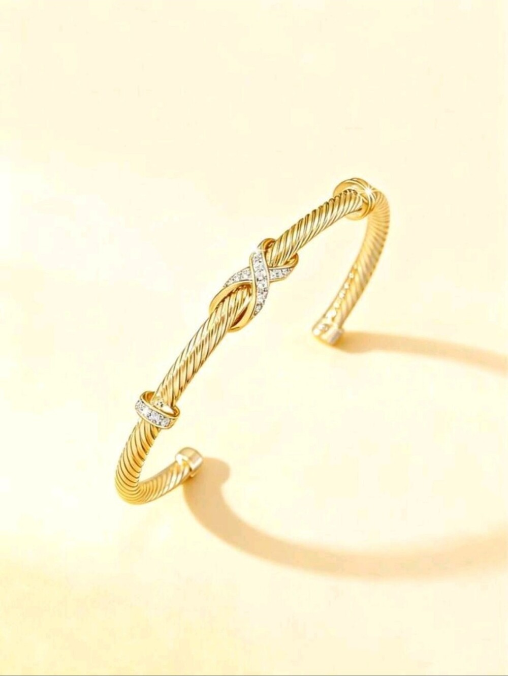 BRAND NEW ** Gold Twisted Cable X-Accent Cuff Bracelet - Elegant Women's Jewelry